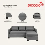 Sillón Esquinero Línea Flow de 3 Cuerpos para Sala Living y Oficina - Imagen 11