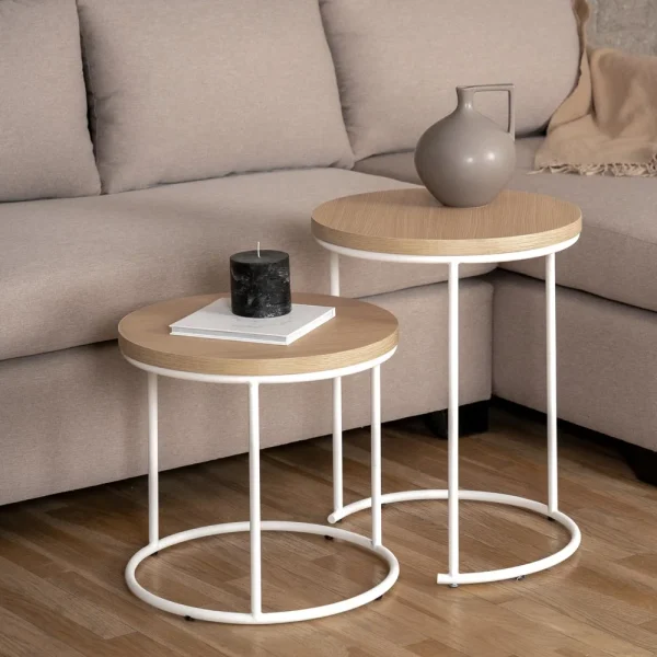 Mesa Ratona Reforzada Línea Ovo Tamaño Chica Altura Baja para Sala Living y Oficina