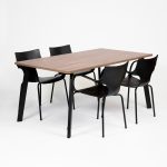 Combo Mesa Olivo Nogal Terracota + Silla Jim Fija Negra X4