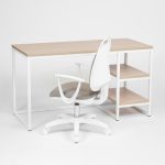 Combo Escritorio Olivo Roble Americano + Silla Diva Blanca