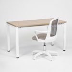 Combo Escritorio Laurel Roble + Silla Fresa Blanca