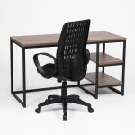 Combo Escritorio Olivo Nogal Terracota + Silla Planaria Negra