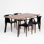 Combo Mesa Olivo Nogal Terracota + Silla Palta Wood Negra X4