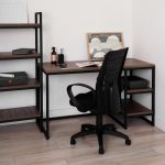 Combo Escritorio Olivo Nogal Terracota + Silla Planaria Negra - Imagen 2