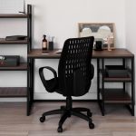 Combo Escritorio Olivo Nogal Terracota + Silla Planaria Negra - Imagen 3